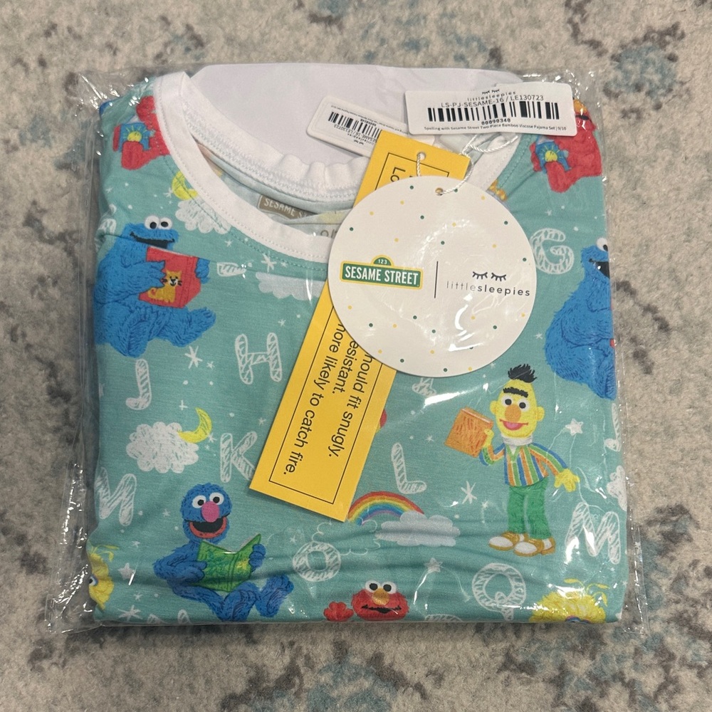 Little Sleepies Sesame Street Pajama Set - Blue and Multicolor Size 8/10